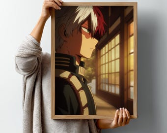 Shoto Todoroki My Hero Academia Poster, Dynamic Anime Wall Art (Digital Download)
