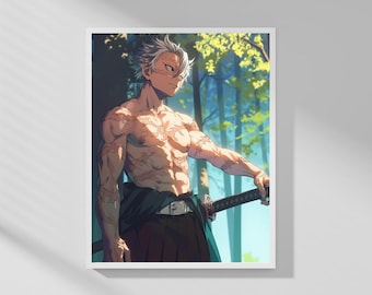 Demon Slayer Sanemi Shinazugawa Anime Poster, Manga Wall Art (Digital Download)