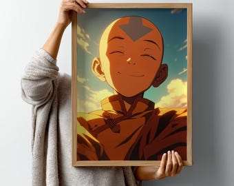 Avatar The Last Air Bender Aang Anime Poster, Manga Wall Art (Digital Download)
