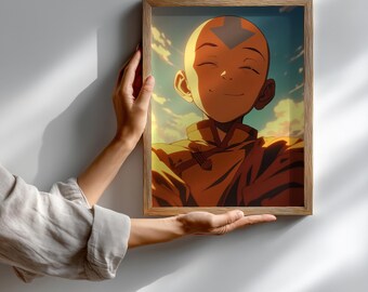 Avatar The Last Air Bender Aang Anime Poster, Manga Wall Art (Digital Download)