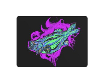 Psychedelic Large Mouth Bass Metal Art Sign | Neon Abstract Wall Decor
