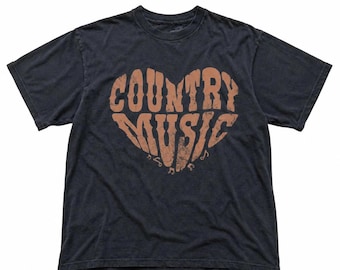 Vintage Country Music Heart Graphic Tee, Western Country Shirt, Unisex Tee for Fan, Womenswear Menswear Top