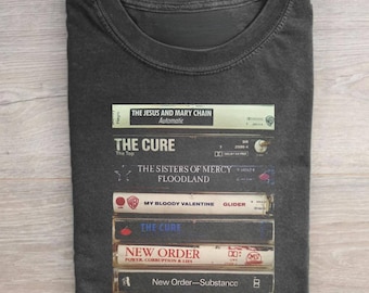 Vintage Cassette Tape Graphic Tee, Music Band Tee, Classic Gothic Rock T-Shirt for Fans, Album Cover Shirt, Top Menswear Womenswear