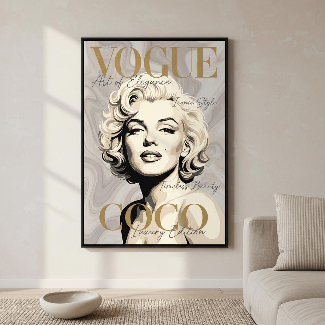 Marilyn Monroe Vogue Cover Art Print | Stylized Pop Art Portrait ...
