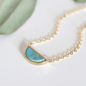 Turquoise Half Moon Charm Necklace, Turquoise Half Circle Charm Necklace , Bridesmaid Gift