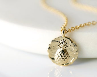 Sierlijke gouden ananas ketting, ananas schijf ketting, cadeau voor beste vrienden, gouden ananas ketting, Moederdag cadeau