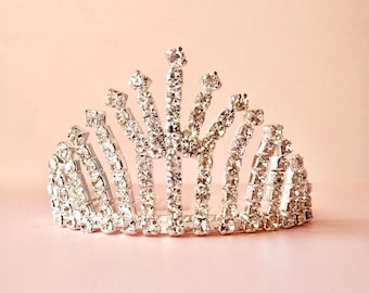 Tiara de corona de princesa con diamantes de imitación para bodas, cumpleaños y mini tiara.