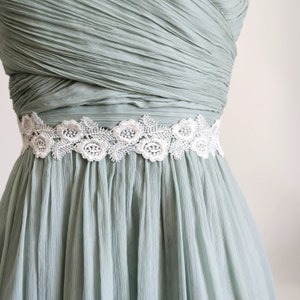 Ivory Lace Bridal Sash: Venice Lace, Satin Ribbon