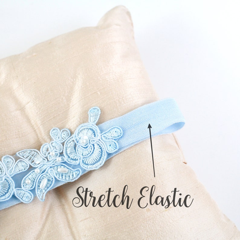Blue Single Garter,Something Blue GT-34A Light Blue Embroidery Flower Lace Wedding Garter Light Blue Garter Set
