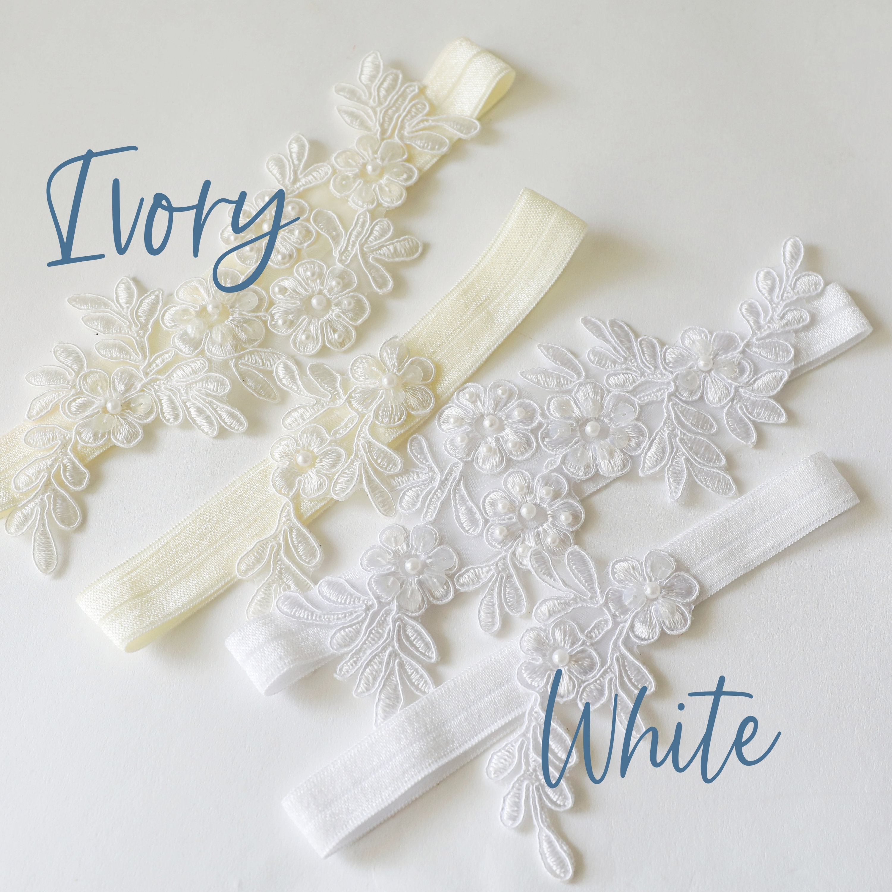 Lot De 2 Jarretelles Mariée Dentelle Blanche Perles & Fleurs – Jarretière Élastique Mariage Tulle Fait Main