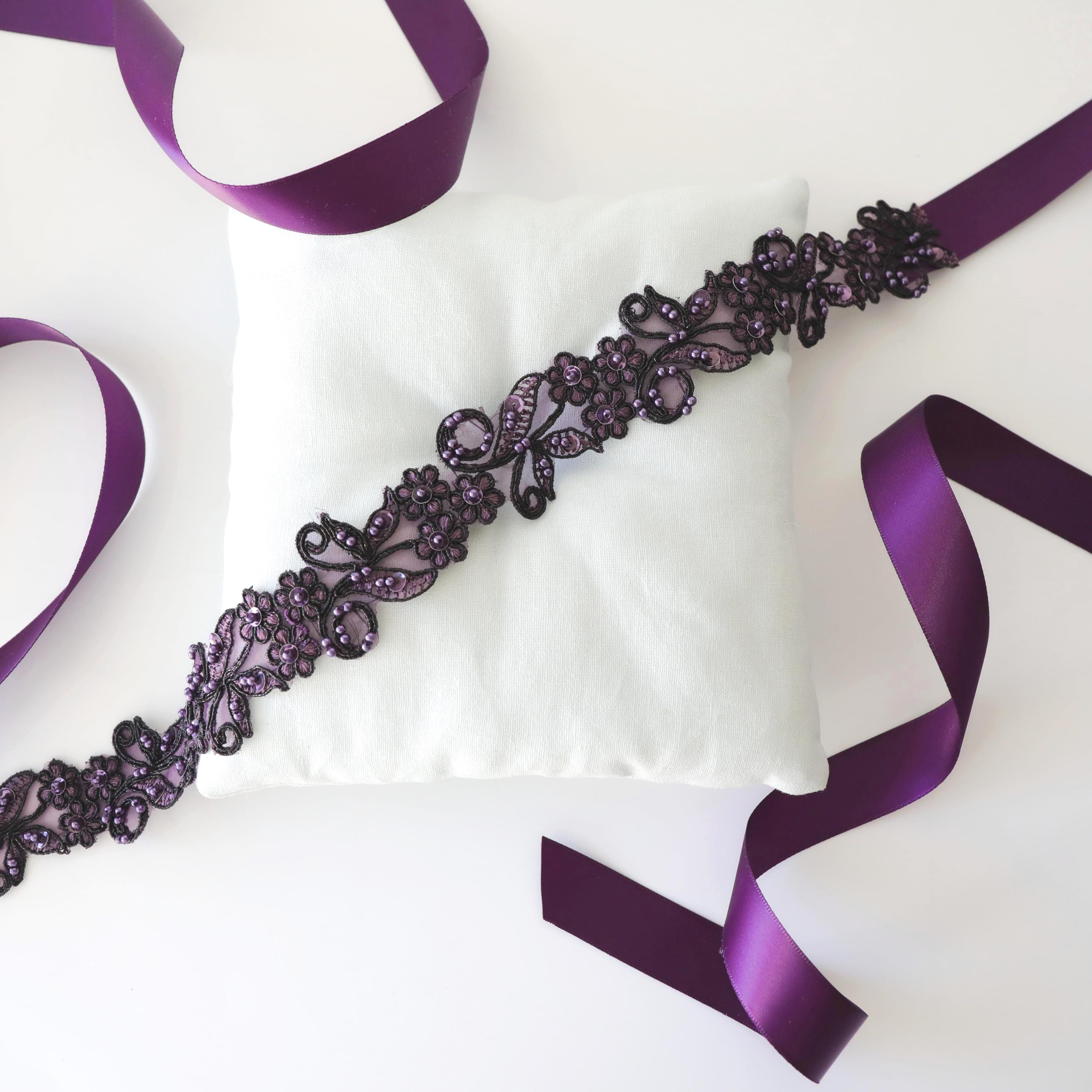 Elegant Adjustable Purple Beaded Belt-rare find! Purple Beaded Belt - Etsy Canada main image 3