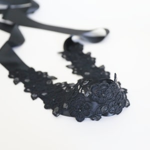 Black Beaded Lace Bridal Sash: Flower Girl Bridesmaid Sash