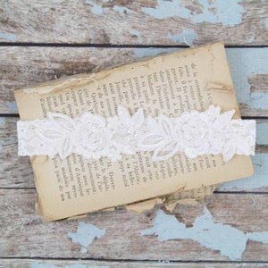 Wedding Garter, Ivory Embroidery Flower Lace Wedding Garter Set, Ivory Garter Set, Wedding Toss Garter 34A image 9