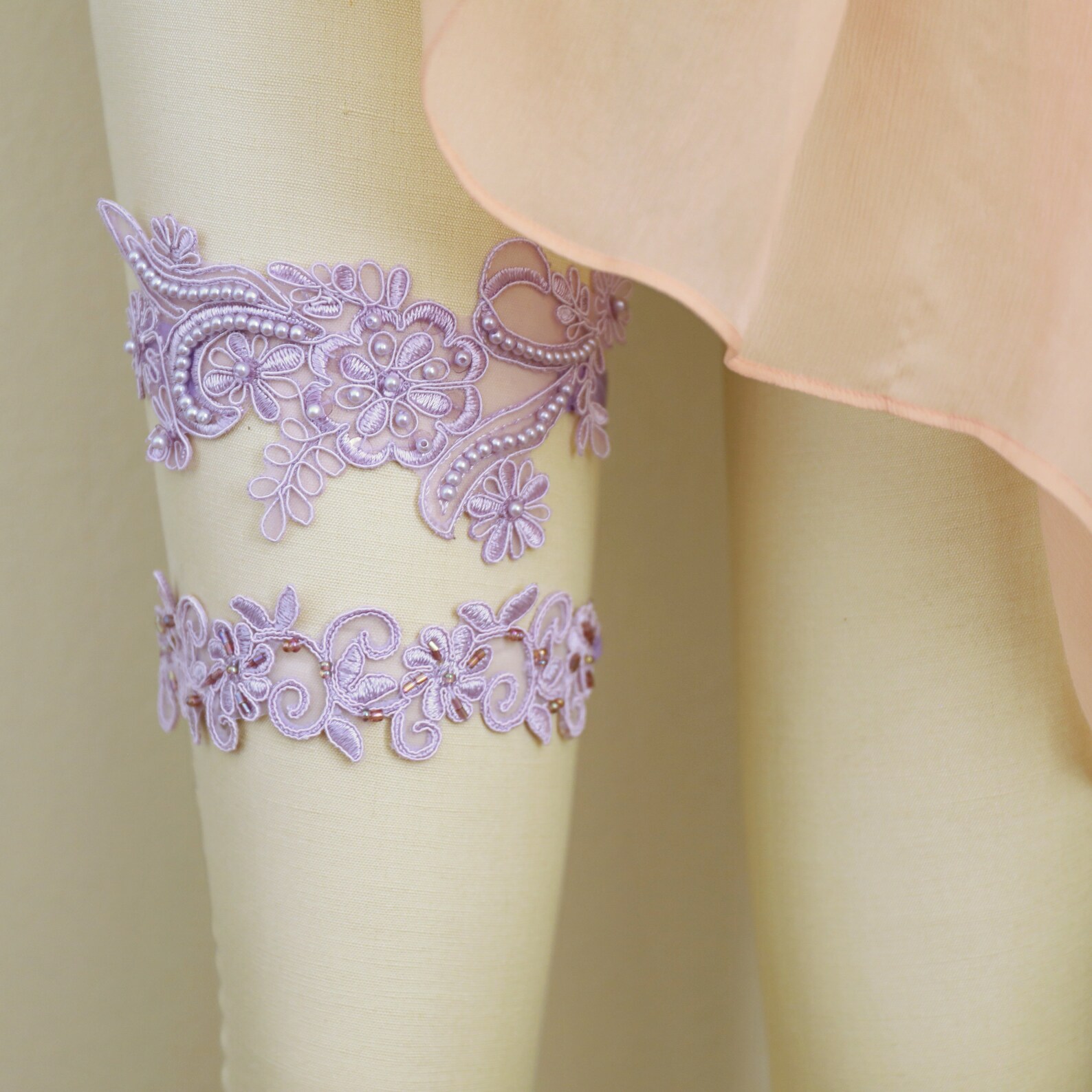 Lavender Wedding Garter Lavender Beaded Lace Wedding Garter Etsy