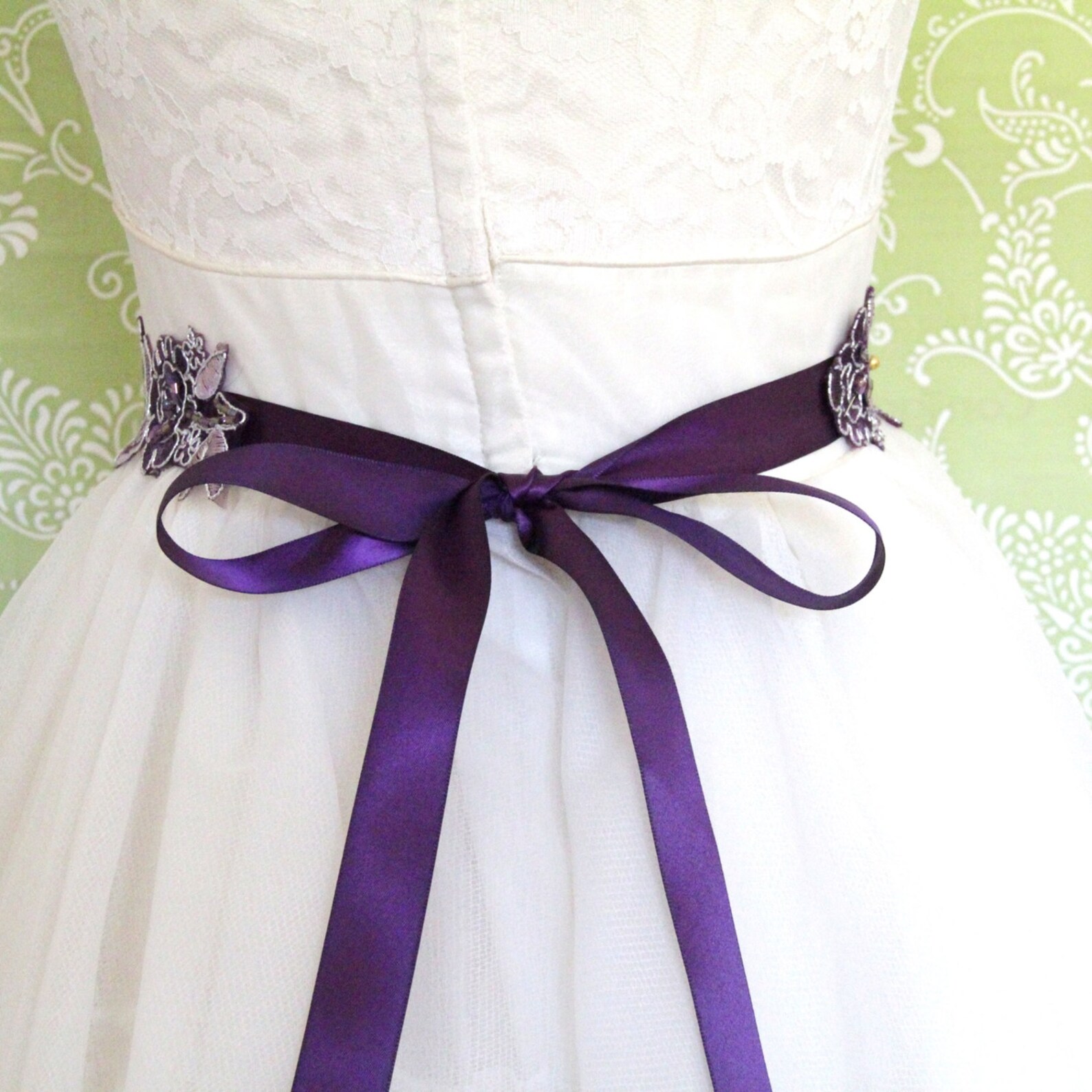 Purple and Lavender Beaded Lace Sash Purple Lace Headband - Etsy