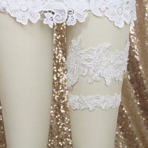 Wedding Garter Set, Ivory Beaded Lace Garter Set,Bridal Wedding Grter,Wedding Garter Set, Ivory Wedding Garter, Style No. GT-76A image 2