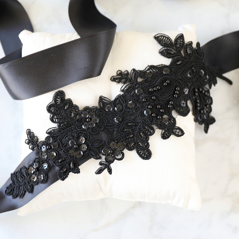 Black Beaded Lace Sash Bridal Sash Bridesmaid Sash Black Etsy
