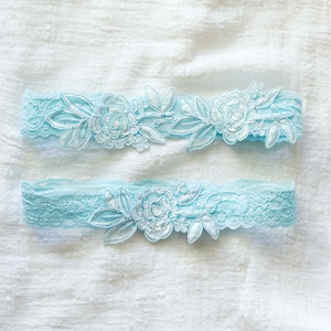 Blue Wedding Garter, Blue Flower Lace Wedding Garter, Blue Toss Garter,Something Blue