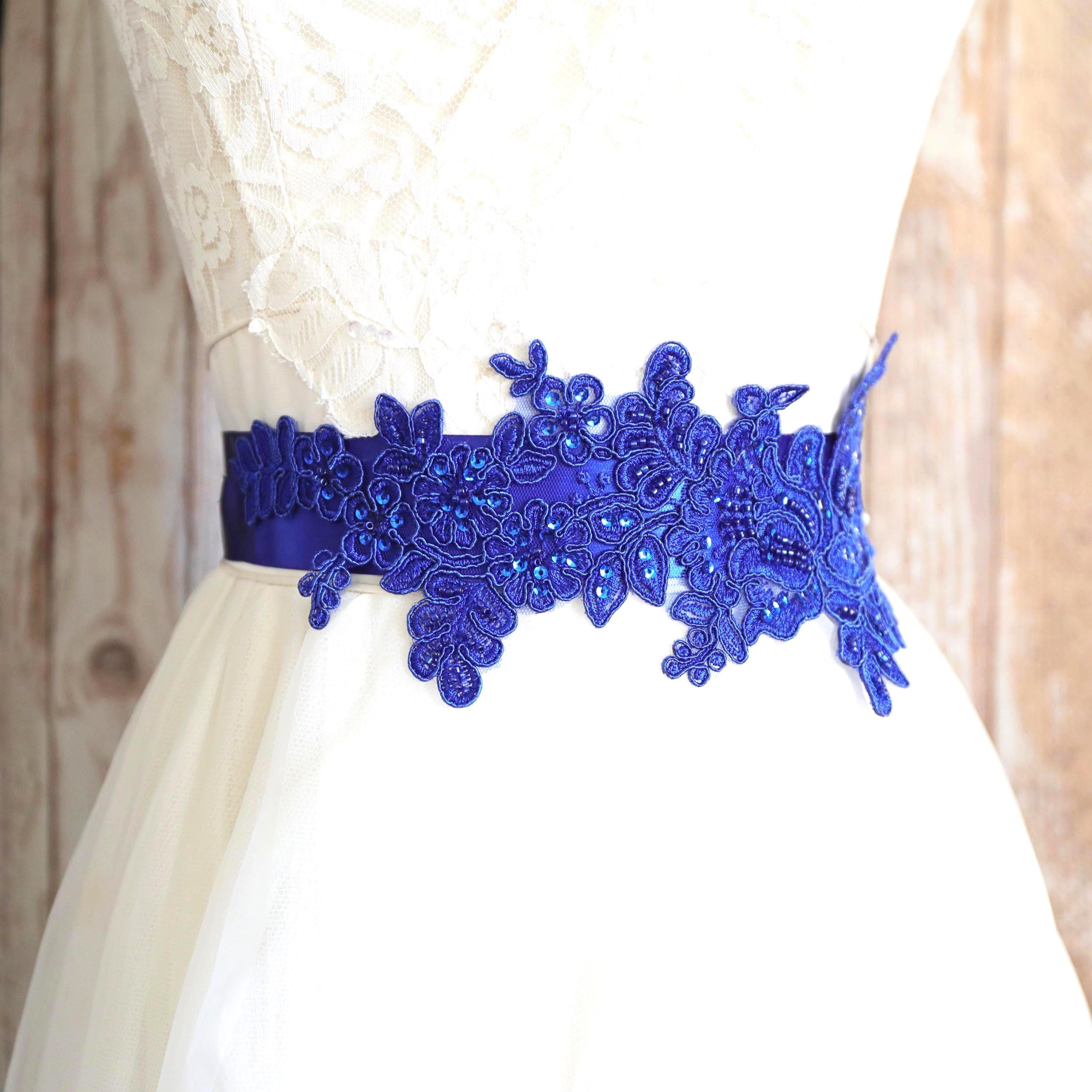 Royal Blue Beaded Belt - Etsy display picture 2