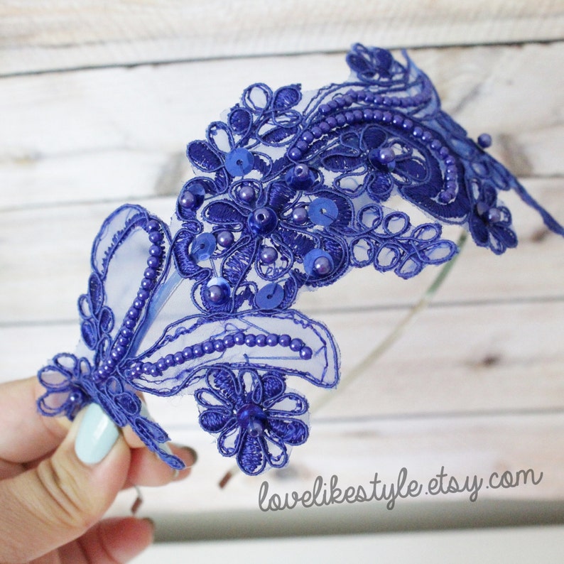 Blue Beaded Headband main image 0
