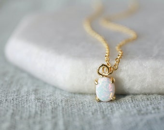 Tiny Opal Charm Necklace, Gold Opal Stone  Necklace, Bridesmaid Gift, Birthday Gift,Layered Necklace, Coin Necklace,Dainty Necklace