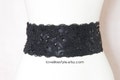 Black Beaded Alencon Lace Bridal Sash, Wide Sash Belt