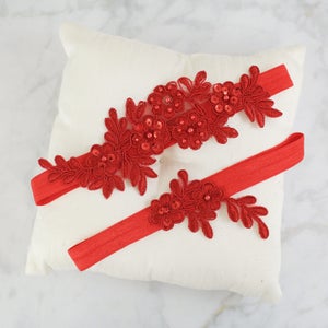 Wedding Garter Set,Red Beaded Lace Wedding Garter Set, Red Lace Garter Set, Wedding Garter Belt