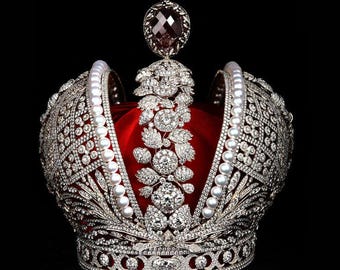 Sterling Silver Imperial Crown Replica | Russian Empire Coronation Jewelry, CZ Stones