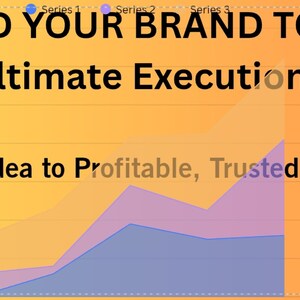 May include: A graphic with the text "BUILD YOUR BRAND TOOLKIT" and "The Ultimate Execution Bundle." The graph shows a line chart with three series, labeled "Series 1," "Series 2," and "Series 3." The text "From Idea to Profitable, Trusted Business" is also visible.