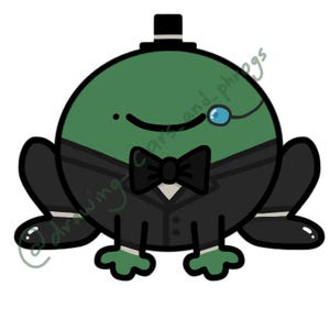 Hand Drawn Tuxedo Frog Sticker, Distinguished Gentleman Amphibian Art