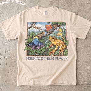 90年代のツリーフロッグシャツ、高位の友人、カラフルなカエルのグラフィックTシャツ、ヴィンテージの野生動物と自然愛好家へのギフト、生物教師のTシャツ