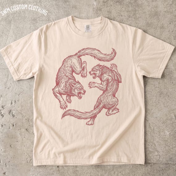 Vintage Werewolf Shirt, Dark Fantasy Occult Graphic, Werewolves Etching T Shirt, Snarling Werewolf Alternative Tee