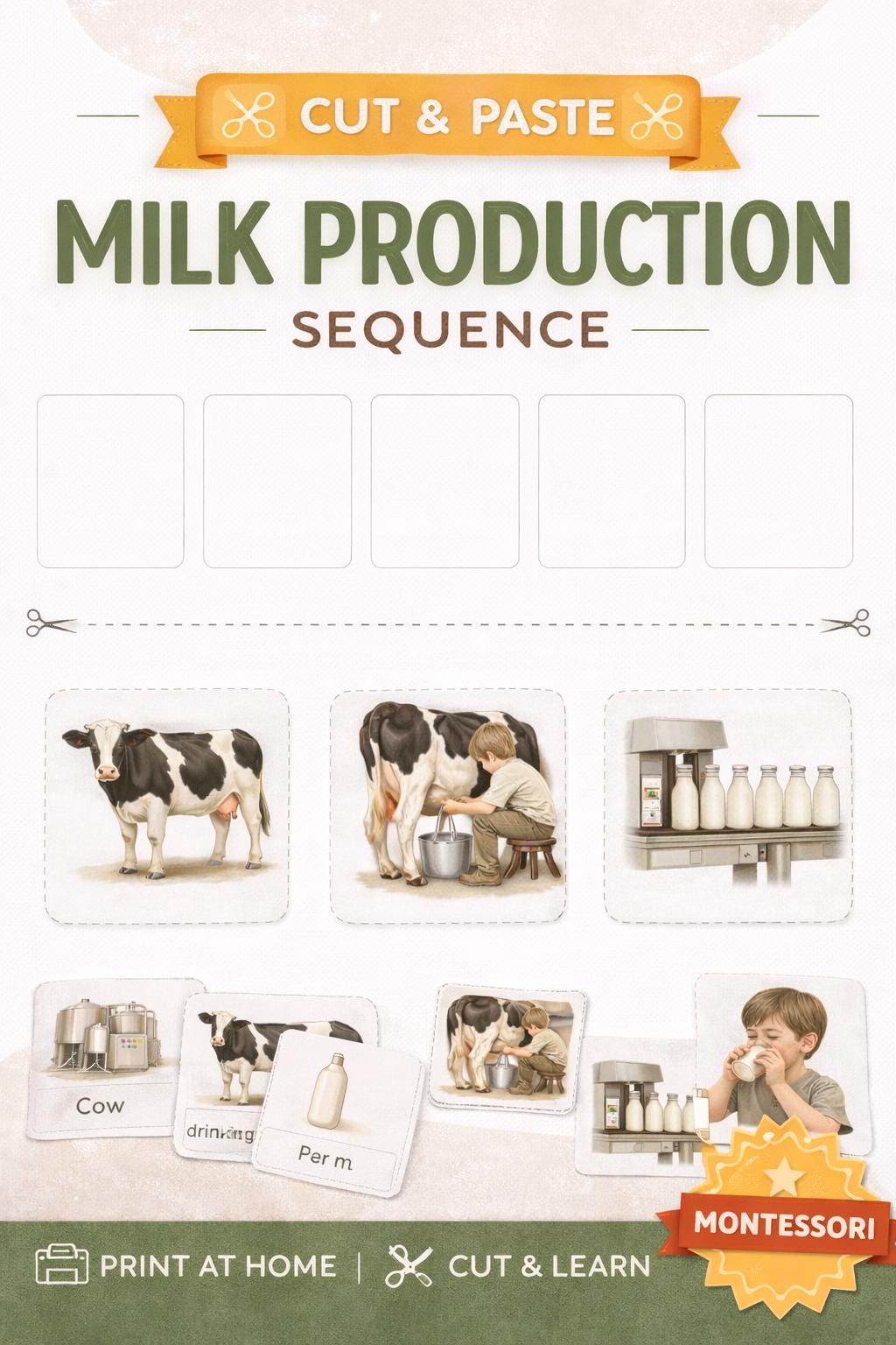 Milk Production Sequencing Activity | Montessori Farm to Table ...