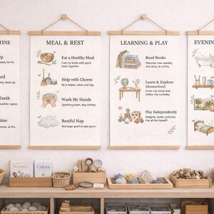 Kids Visual Daily Schedule, Montessori Routine Cards, Toddler Chart (Digital Download)