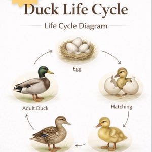 Affiche du cycle de vie du canard | Tableau d'apprentissage des animaux de la ferme Montessori (téléchargement numérique)