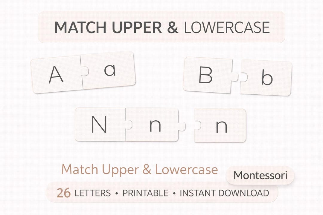 Montessori Alphabet Puzzle Cards, Uppercase Lowercase Matching Activity ...