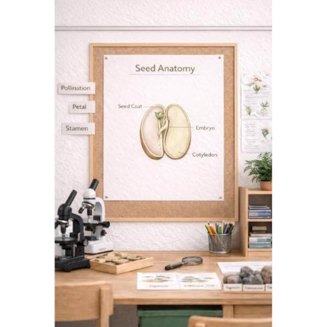 Montessori Seed Anatomy Printable Poster | Parts of a Seed Diagram for ...