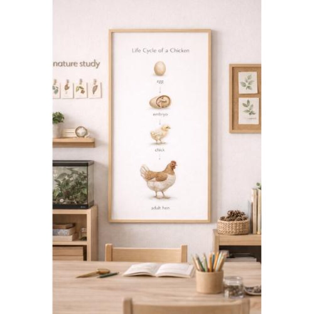 Affiche imprimable du cycle de vie du poulet Montessori, tableau ...