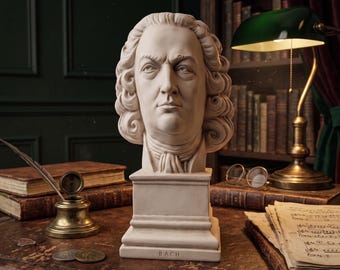 Vintage Bach Composer Bust - Alva Museum Replica 11" Dark Academia Studio Decor