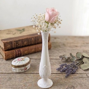 Vintage Lenox Ivory Fine China Bud Vase - Acanthus Leaf Embossed - Made in USA