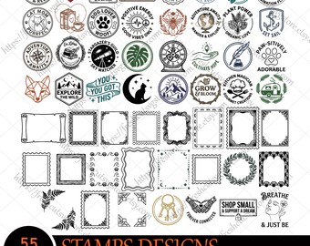Postage Stamps SVG Bundle, Vintage Postal Stamp Designs, Postage Stamp SVG Cut Files for Cricut, Stamp Border Cut File, Stamp Frame svg