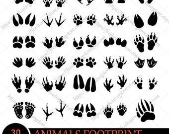 Animal Foot Print Clipart, Footprint svg, Paw Print SVG, Animals Foot svg, Forest Animal Tracks, Pet Paw Prints, Bundle Animal FootPrint
