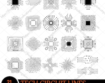 Circuitlijnen svg-bundel, computerprocessor svg, IT-technologie svg, printplaat svg, computernerd svg, tech svg, spaanplaatdraad svg, clipart