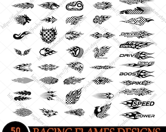 Racing Flames SVG Bundle, Checkered Flag Flames png, Car Stiker svg,  Flames Silhouette svg, Flaming Tire svg, Fire svg,Sports Car Decor svg