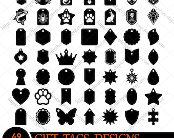 Gift Tags svg Bundle, Tags svg, Price Tag svg, Paw Print Gift Tag svg, Shapes svg, Gift Labels Clipart, Banner, Frames, Animals Gift Tags