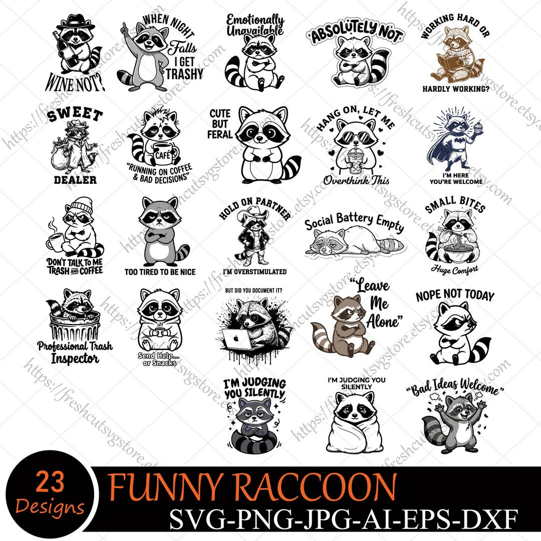 Funny Raccoon SVG Bundle, Sarcastic Raccoon Quotes for Cricut ...