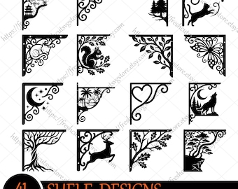 Shelf Bracket SVG Bundle, Shelving Bracket Design, Corner Shelf svg, Laser cut files shelving bracket,wall shelf support CNC Glowforge Files