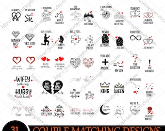 Matching Couple Shirt SVG PNG Bundle, Lovers svg, Couple Shirts Design, Husband Wife svg, Engagement svg, Valentine Day svg,Wedding Gift svg