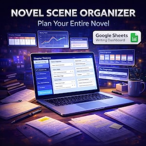 Novel Scene Organizer Spreadsheet | Story Planning Dashboard (Digital Download)