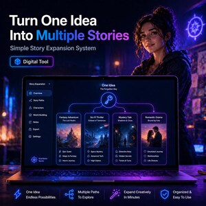 Story Idea Generator Tool | Story Expansion System | Creative Writing Tool | Plot Builder | Writing Planner | Google Sheets Digital Download